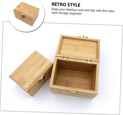 Organizador de cajones de almacenamiento de joyas de bambú de madera con tapa corredera y estuche de almacenamiento de pendientes