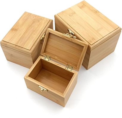 Organizador de cajones de almacenamiento de joyas de bambú de madera con tapa corredera y estuche de almacenamiento de pendientes