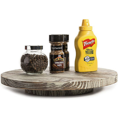 Wood Lazy Susan Platillo giratorio para cocina último estilo de diseño de granja Impreso y quemado