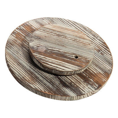 Wood Lazy Susan Platillo giratorio para cocina último estilo de diseño de granja Impreso y quemado