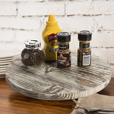 Wood Lazy Susan Platillo giratorio para cocina último estilo de diseño de granja Impreso y quemado