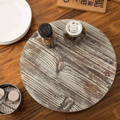 Wood Lazy Susan Platillo giratorio para cocina último estilo de diseño de granja Impreso y quemado