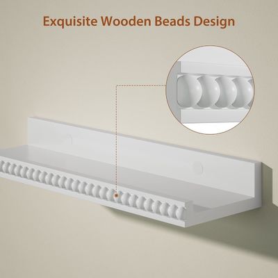 Perlas de madera y diseño de labios estanterías flotantes conjunto de 2 blanco moderno para multifunción
