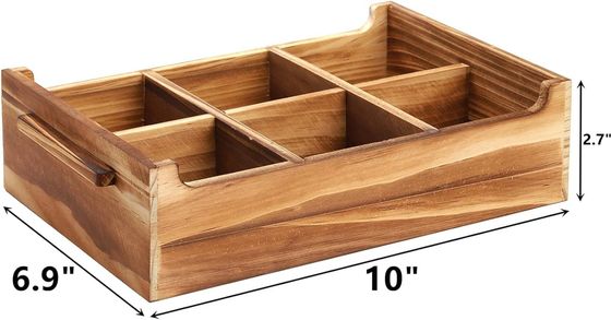 6 Compartimiento TIMBER Caja de té de madera caja para paquete de regalo y organizador de paquete de azúcar