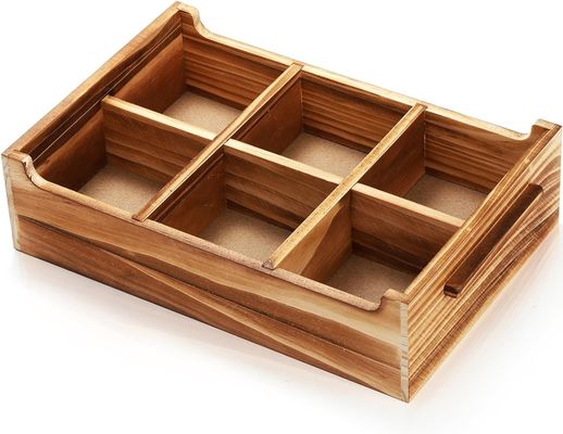 6 Compartimiento TIMBER Caja de té de madera caja para paquete de regalo y organizador de paquete de azúcar