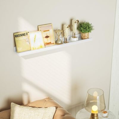 Perlas de madera y diseño de labios estanterías flotantes conjunto de 2 blanco moderno para multifunción