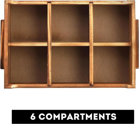 6 Compartimiento TIMBER Caja de té de madera caja para paquete de regalo y organizador de paquete de azúcar