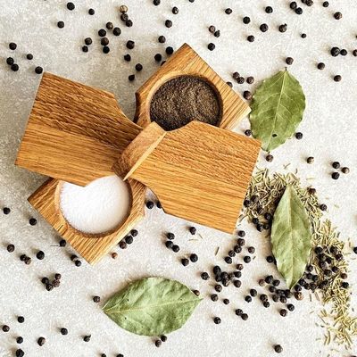 Jarrón de especias personalizado con forma de alta capacidad de madera para soporte de especias caja de embalaje de condimentos