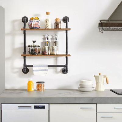 Aplicación para el hogar pantalla de pared Estante de libros Estante de tuberías industriales para el almacenamiento de la cocina de la oficina