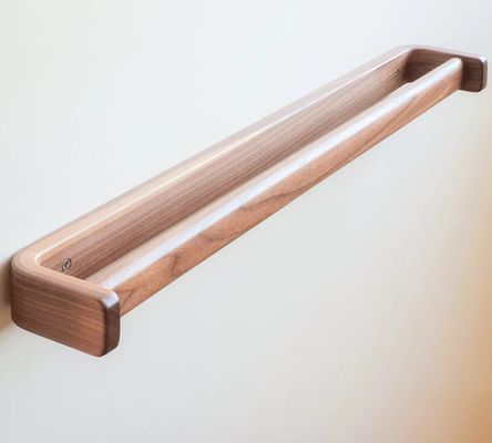 Estante de toallas de baño de madera hecha a mano Barra de toallas de nuez de gran tamaño Estante no plegable