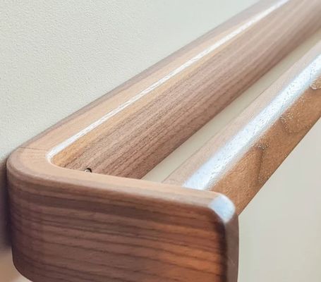 Estante de toallas de baño de madera hecha a mano Barra de toallas de nuez de gran tamaño Estante no plegable