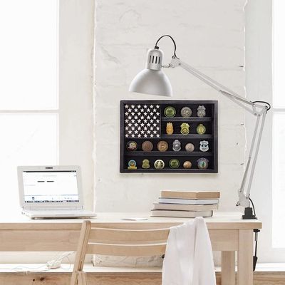 Desafío Militar del Gobierno Muestra del Estante de Monedas con Decoración de la Pared de la Bandera Americana de Madera