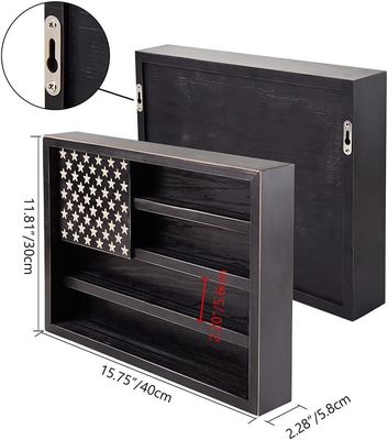Desafío Militar del Gobierno Muestra del Estante de Monedas con Decoración de la Pared de la Bandera Americana de Madera