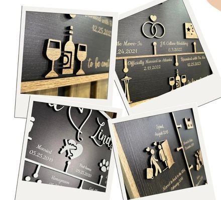 Decoración de pared de madera Historia de amor personalizada Decoración de línea de tiempo según su solicitud