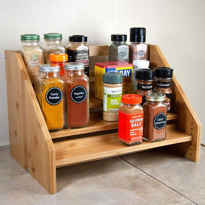 Rectángulo orgánico gabinete de bambú organizador estanterías 3 espesor de alambre ancho medio