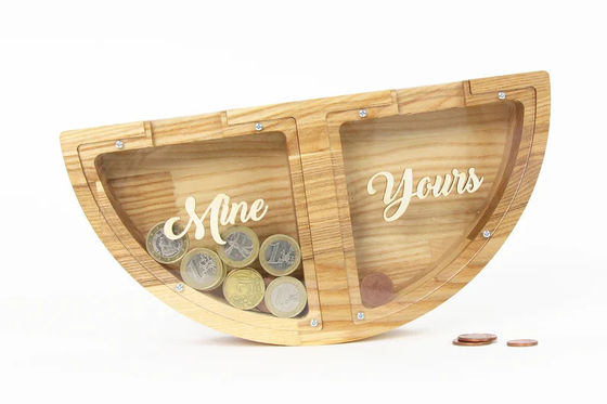 Banco de cerdo de madera personalizado MINE YOURS diseño ahorrar dinero de una manera divertida y creativa