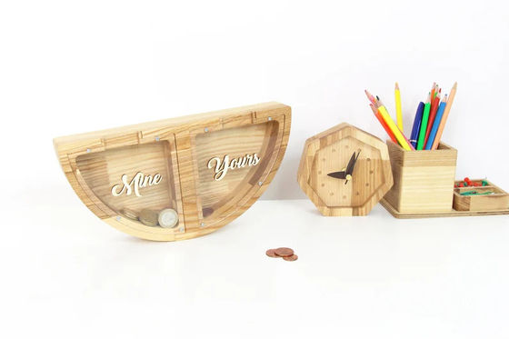 Banco de cerdo de madera personalizado MINE YOURS diseño ahorrar dinero de una manera divertida y creativa
