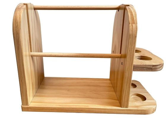 Contenedor de hilos de madera doble giratorio para tejer de gancho Dispensador de bolas de hilos hechos a mano