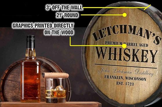 Lavado Impresión Manejo Barril de madera Decoración de pared Señales de barras para vino y cerveza