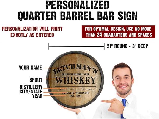 Lavado Impresión Manejo Barril de madera Decoración de pared Señales de barras para vino y cerveza