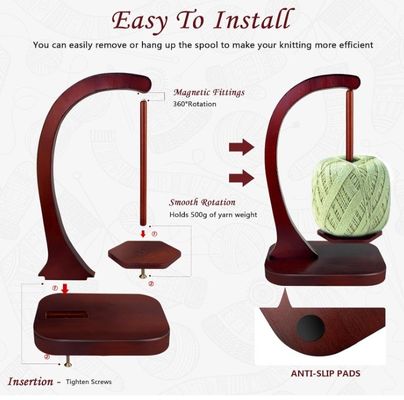 Mecanismo de giro magnético de metales, girador de hilo de madera para tejer y crochet