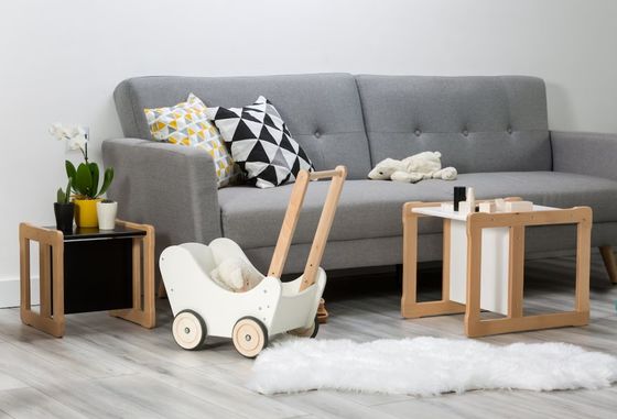 Función de ahorro de espacio de logotipo personalizado 202406 Montessori silla de madera multifuncional