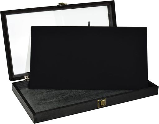 Tamaño personalizado Logotipo Color Joyería de madera Display Box de almacenamiento con tapa hecha de madera sólida