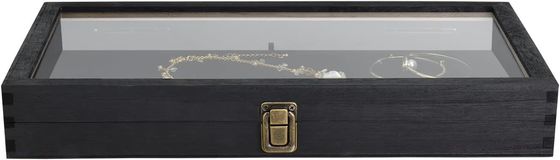 Tamaño personalizado Logotipo Color Joyería de madera Display Box de almacenamiento con tapa hecha de madera sólida