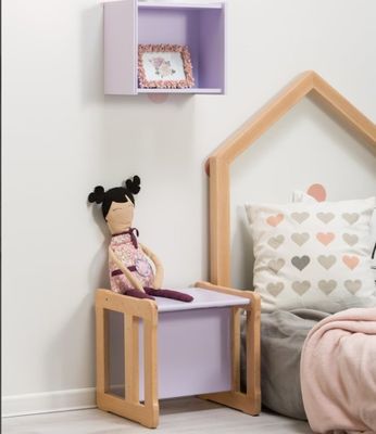 Función de ahorro de espacio de logotipo personalizado 202406 Montessori silla de madera multifuncional