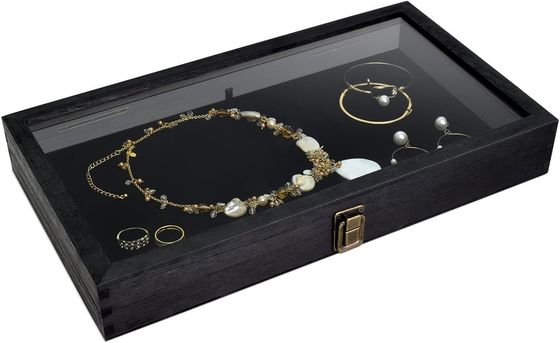 Tamaño personalizado Logotipo Color Joyería de madera Display Box de almacenamiento con tapa hecha de madera sólida