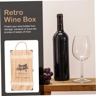 Caja de vino de madera de pino hecha a mano con tapa para contenedores vacíos decorativos de tamaño personalizado