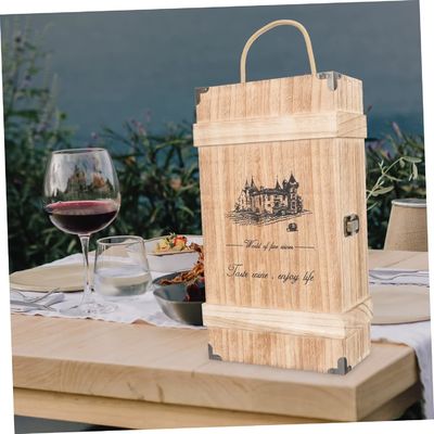 Caja de vino de madera de pino hecha a mano con tapa para contenedores vacíos decorativos de tamaño personalizado