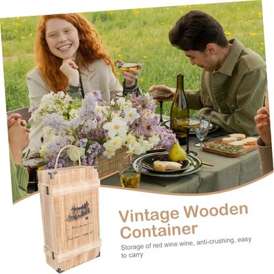 Caja de vino de madera de pino hecha a mano con tapa para contenedores vacíos decorativos de tamaño personalizado