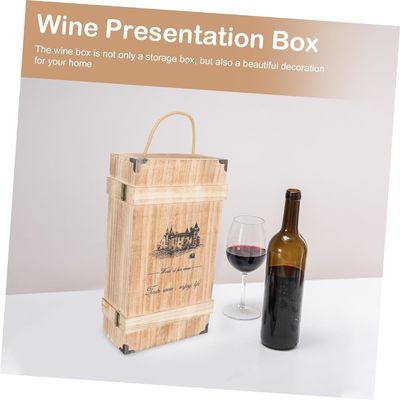 Caja de vino de madera de pino hecha a mano con tapa para contenedores vacíos decorativos de tamaño personalizado