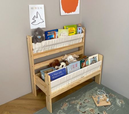 Estante de libros de madera Montessori Función de almacenamiento oculto y ahorro de espacio para niños pequeños
