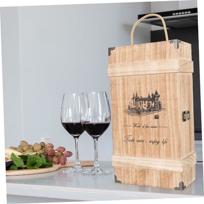 Caja de vino de madera de pino hecha a mano con tapa para contenedores vacíos decorativos de tamaño personalizado