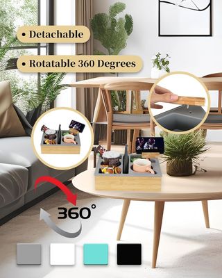 Portador de teléfono giratorio de silicona de madera de bambú, soporte de taza, organizador de bandejas para comidas personalizadas