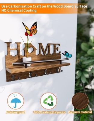 Portador de correo y llave de madera de doble nivel para el organizador de entrada decorativa de paredes