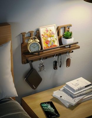 Portador de correo y llave de madera de doble nivel para el organizador de entrada decorativa de paredes