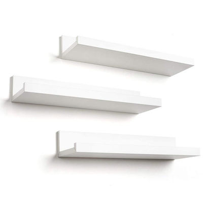 Estante flotante en madera de composición blanca montado en la pared Estantes de almacenamiento para el salón