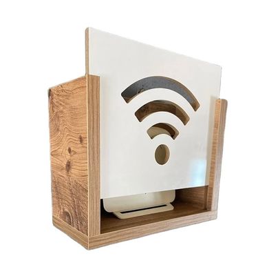 Router montado en la pared escondido almacenamiento de módem de Internet con caja de madera decorativa Wifi