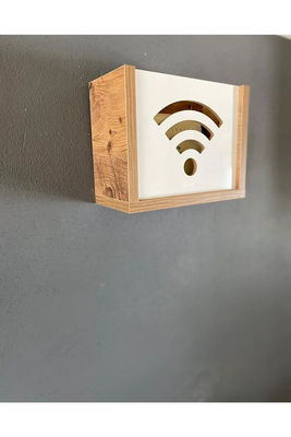 Router montado en la pared escondido almacenamiento de módem de Internet con caja de madera decorativa Wifi
