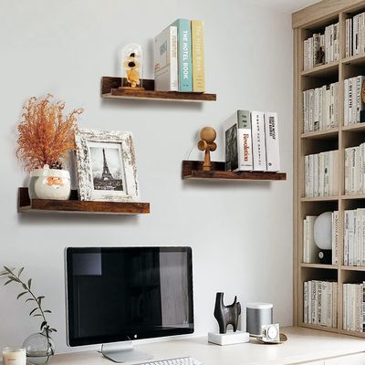 Conjunto de cocina de ahorro de espacio de 5 pequeñas paredes de imagen para el hogar Estantes flotantes de madera para pared