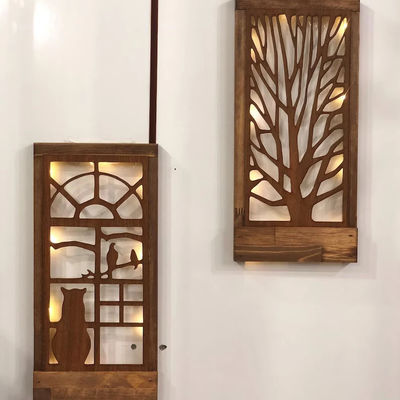 Decoración de pared LED de madera hecha a mano para el dormitorio Cuadrado sobre la cama Tema amor