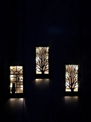 Decoración de pared LED de madera hecha a mano para el dormitorio Cuadrado sobre la cama Tema amor