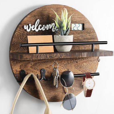 Portador de llaves de madera de estilo moderno para la pared Ahorra espacio y agrega encanto a la oficina de la cocina del pasillo de entrada