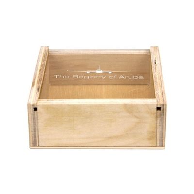 Logotipo de marca personalizado Caja de almacenamiento de madera aceptable con tapa deslizante 10x10x3.8cm