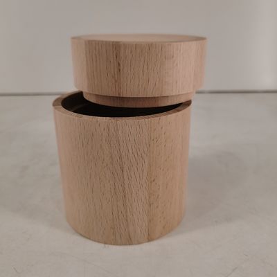 D90 x H112mm Barril de madera de forma personalizada Diseño rústico para almacenamiento de granos de café y té