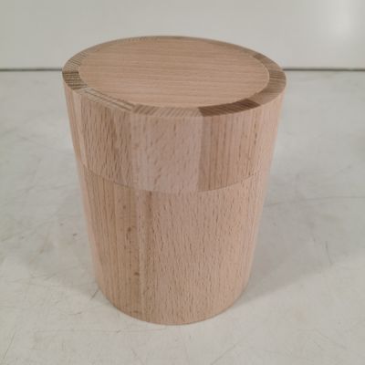 D90 x H112mm Barril de madera de forma personalizada Diseño rústico para almacenamiento de granos de café y té