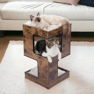 Forma personalizada gato trepar rascador árbol de juguete modernos regalos de madera para mascotas para casa de gatos